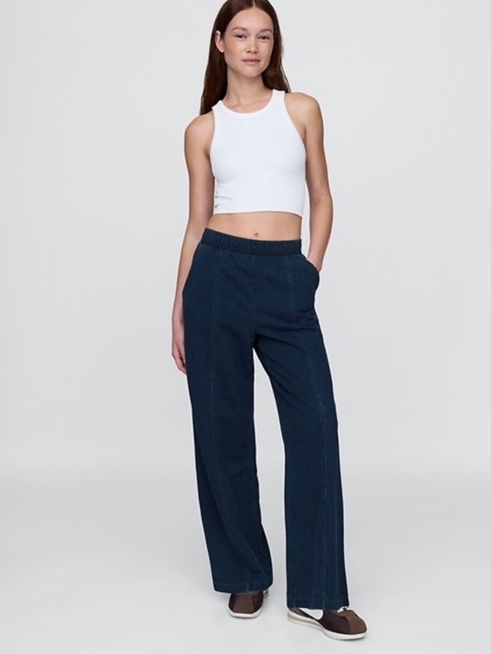 Women’s medium tall seamed denim wide leg sweatpants